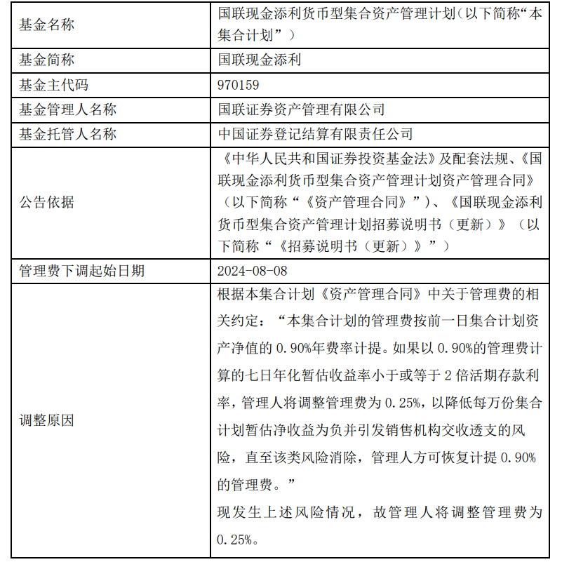 货币基金7日年化收益率持续下行如何应对？这只基金大幅调降管理费  第1张