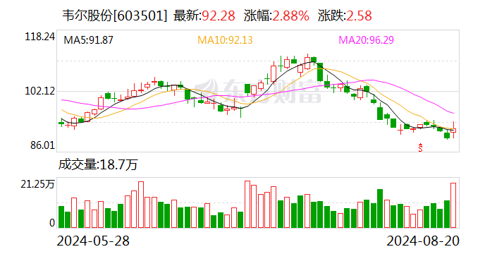 韦尔股份上半年扣非后归母净利润同比增长1837.73% 半导体设计业务开启成长新周期  第1张