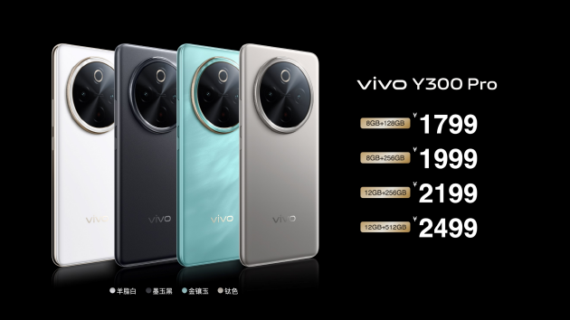 vivo Y300 Pro发布：搭载6500mAh超薄蓝海电池，起售价1799元