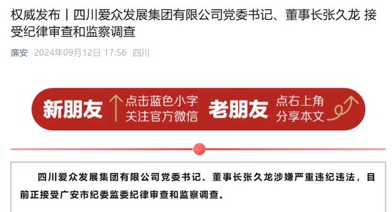 突发！A股大股东董事长被立案调查、实施留置！  第2张