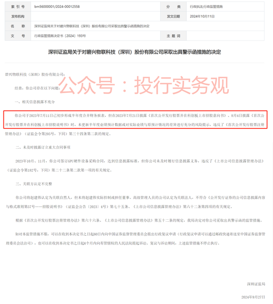 上交所和证监局相继处罚碧兴物联科技IPO及保代，上市当年业绩暴跌