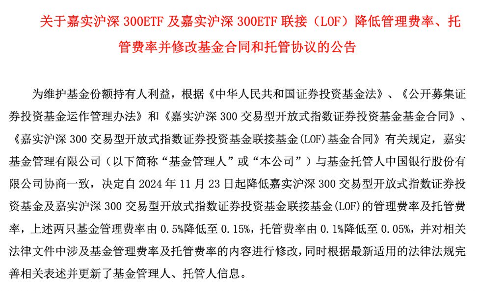 新一轮降费启动 多只千亿规模ETF管理费下调至0.15%